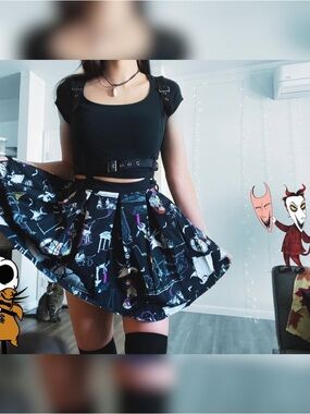 The night before Christmas suspenders mini pleaded skirt